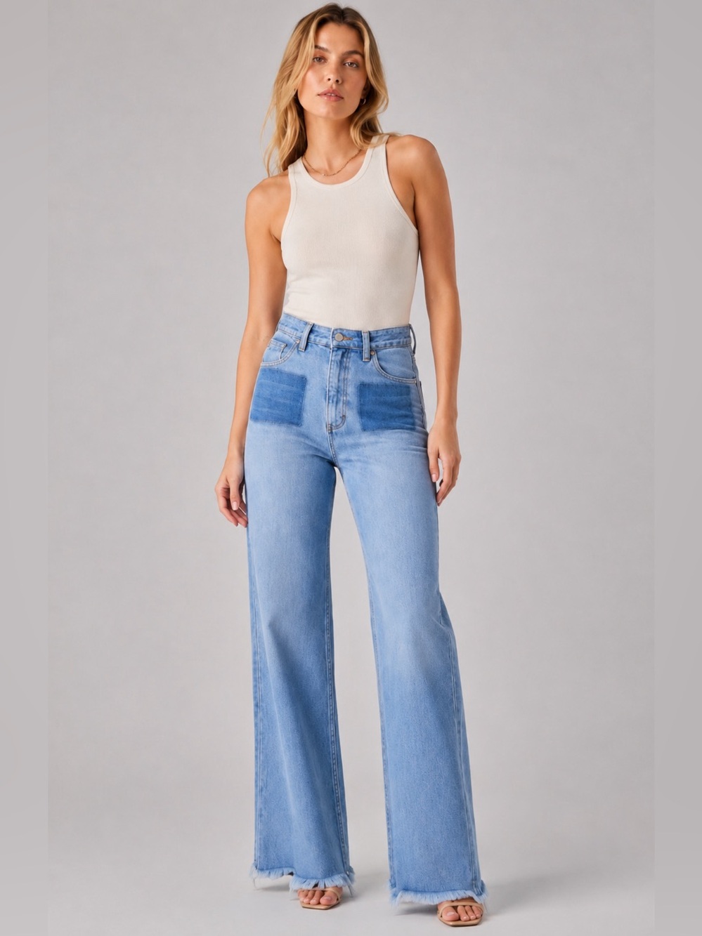 Seventy + Mochi Mabel Patch Pocket Wide Leg Jeans Rodeo Vintage W27 NWT